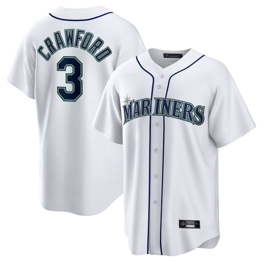 Fenge S.Mariners #3 J.P. Crawford Player White Home Game Stitched Jerseys