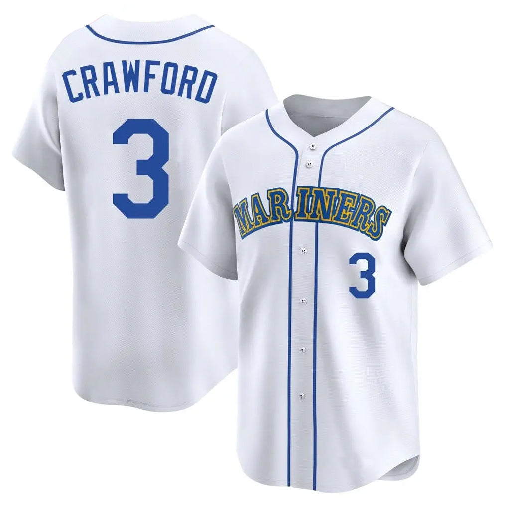 Fenge S.Mariners #3 J.P. Crawford Player White Pitch Fashion Game Stitched Jerseys