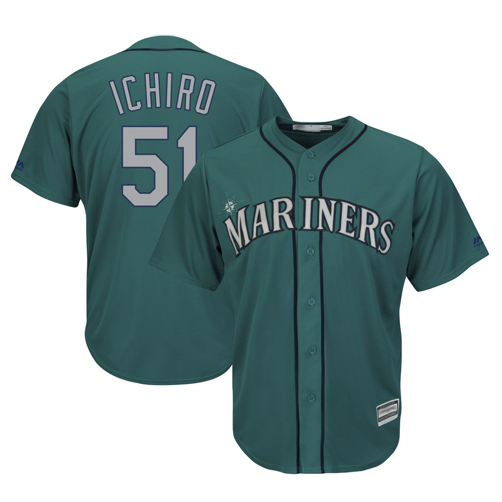 Fenge S.Mariners #51 Ichiro Suzuki Player Aqua Majestic Cool Base Limited Stitched Jerseys