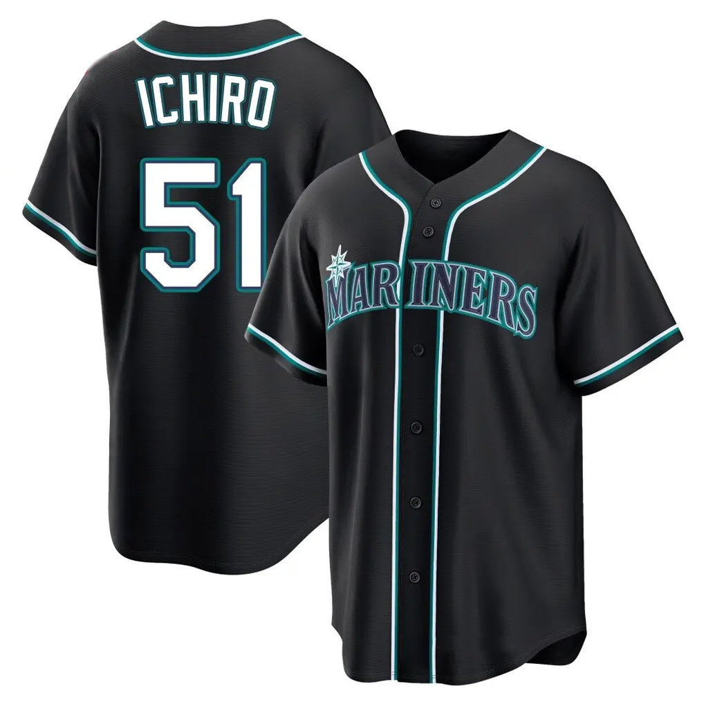 Fenge S.Mariners #51 Ichiro Suzuki Player Black Fashion Home Limited Stitched Jerseys