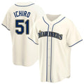 Fenge S.Mariners #51 Ichiro Suzuki Player Cream Home Game Stitched Jerseys