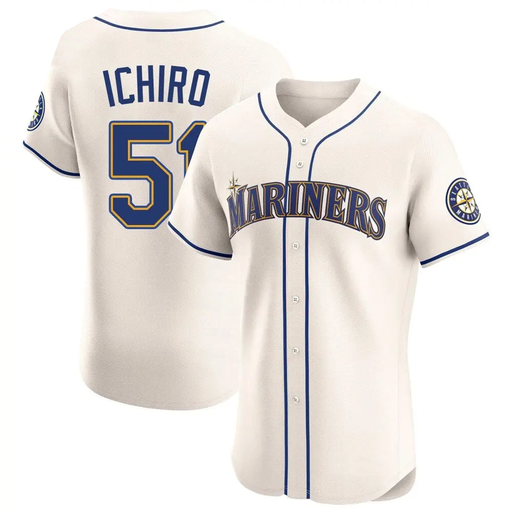 Fenge S.Mariners #51 Ichiro Suzuki Player Cream Home Limited Elite Stitched Jerseys
