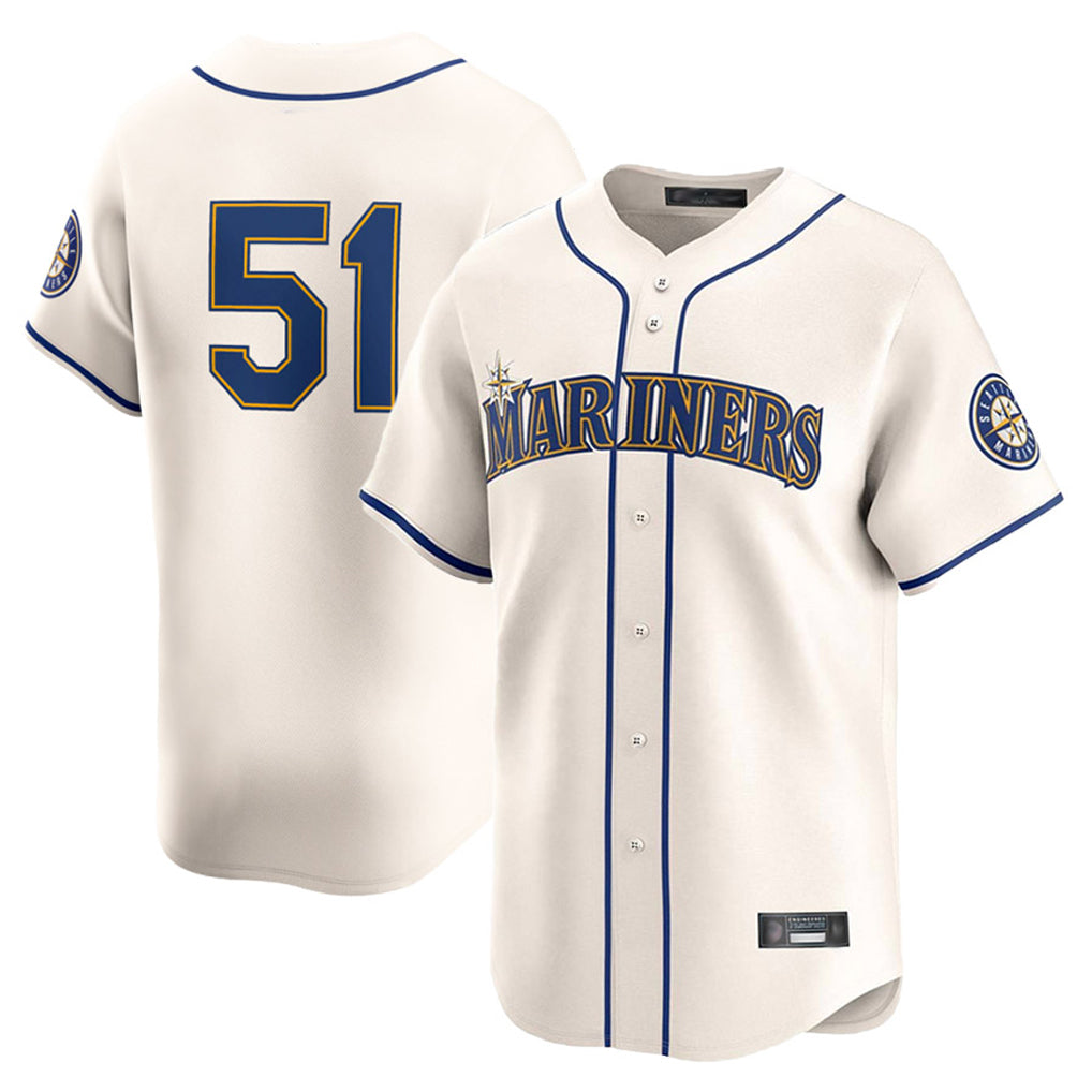 Fenge S.Mariners #51 Ichiro Suzuki Player Cream Home Limited Stitched Jerseys