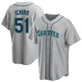 Fenge S.Mariners #51 Ichiro Suzuki Player Gray Home Game Stitched Jerseys