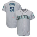 Fenge S.Mariners #51 Ichiro Suzuki Player Gray Majestic Road Flex Base Collection Limited Stitched Jerseys