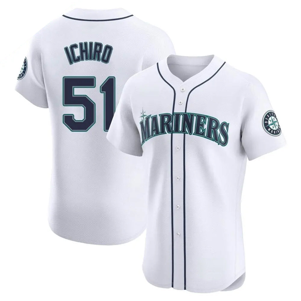 Fenge S.Mariners #51 Ichiro Suzuki Player White Home Limited Elite Stitched Jerseys
