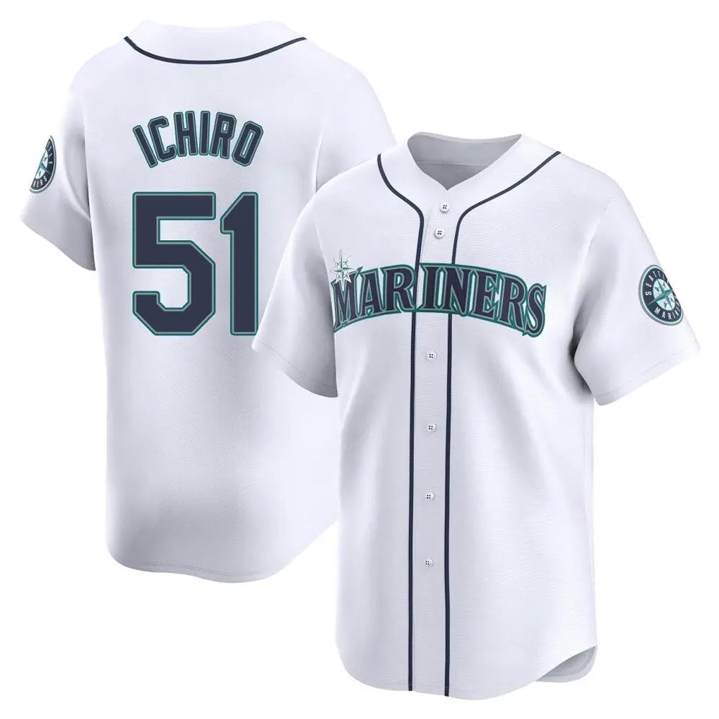 Fenge S.Mariners #51 Ichiro Suzuki Player White Home Limited Stitched Jerseys