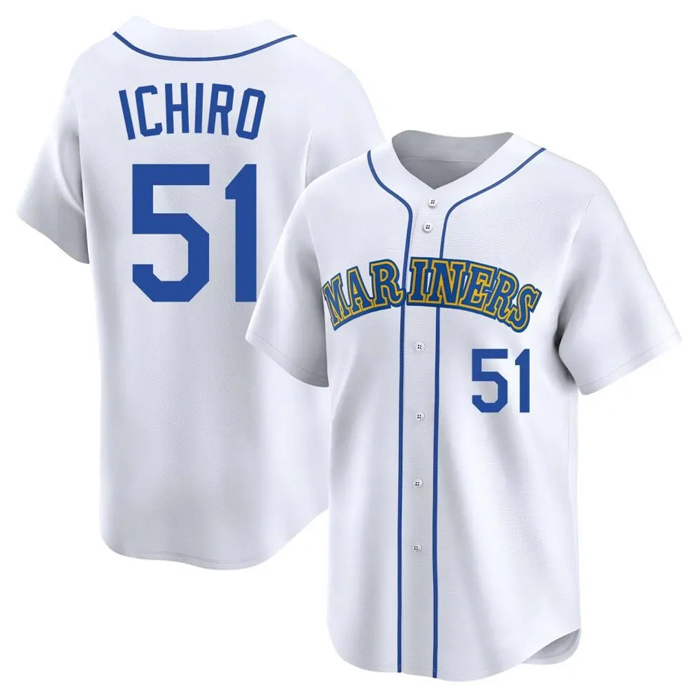 Fenge S.Mariners #51 Ichiro Suzuki Player White Pitch Fashion Game Stitched Jerseys