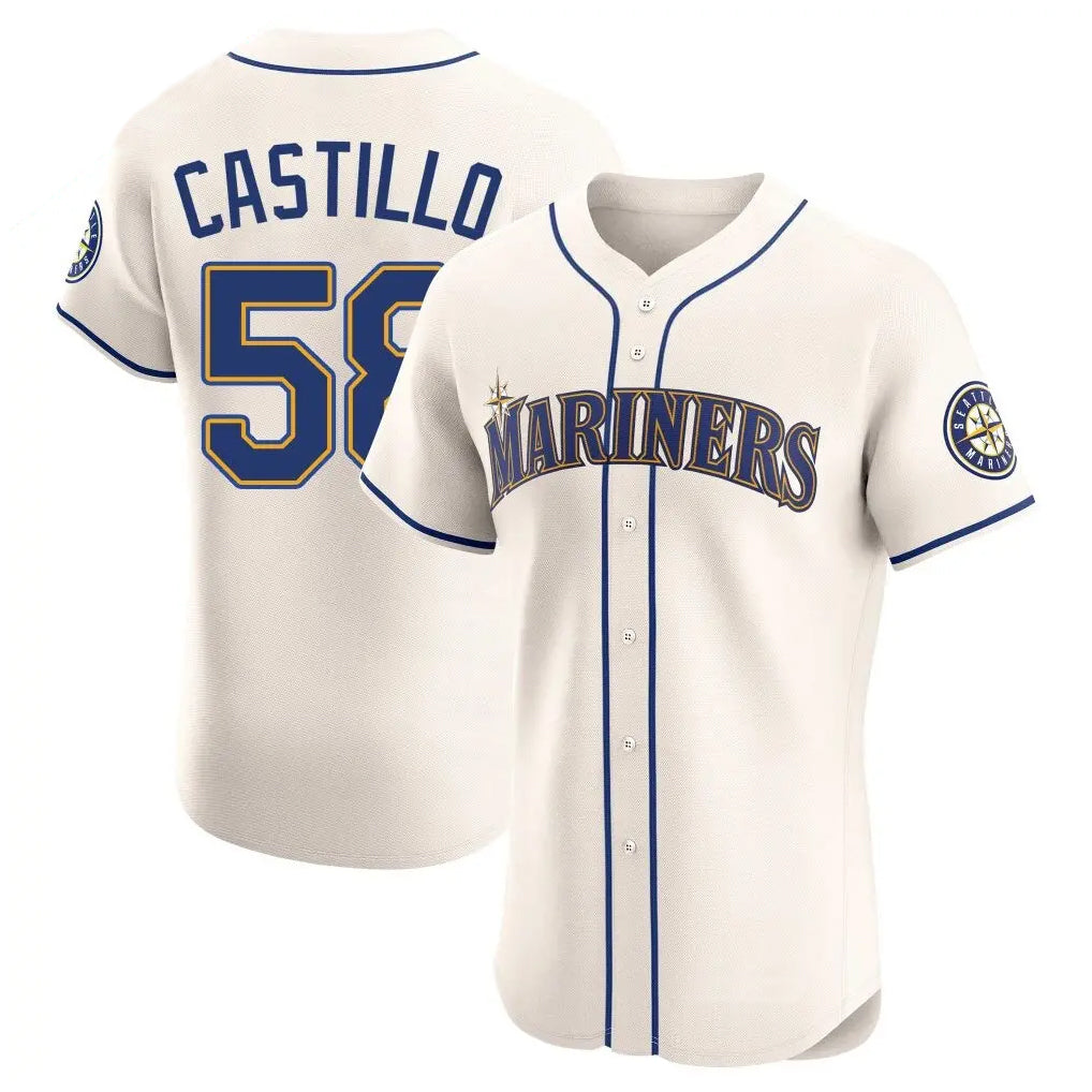 Fenge S.Mariners #58 Luis Castillo Player Cream Home Limited Elite Stitched Jerseys