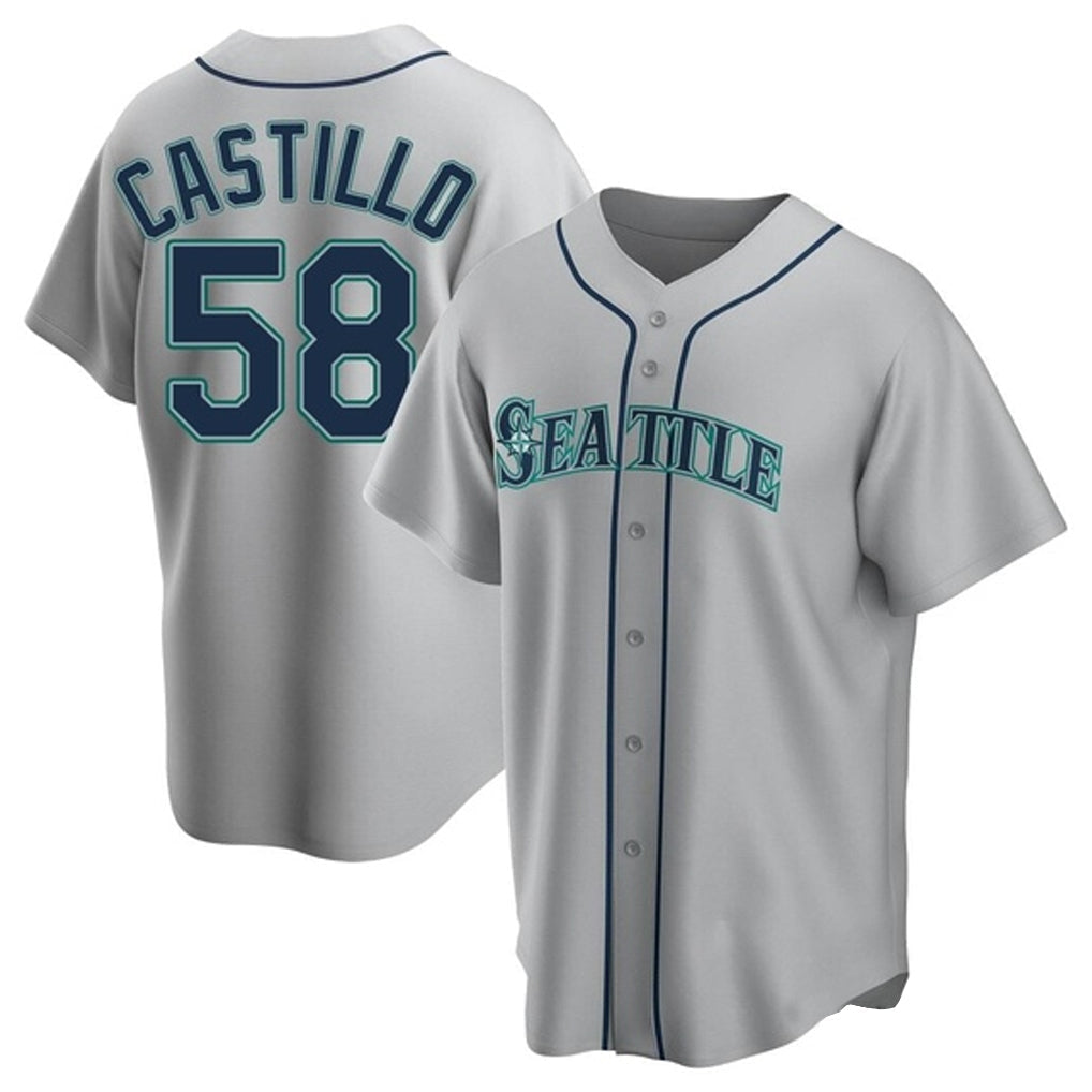 Fenge S.Mariners #58 Luis Castillo Player Gray Home Game Stitched Jerseys