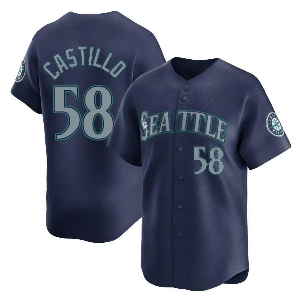 Fenge S.Mariners #58 Luis Castillo Player Navy Home Limited Stitched Jerseys