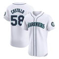 Fenge S.Mariners #58 Luis Castillo Player White Home Limited Elite Stitched Jerseys