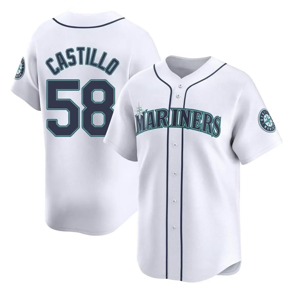 Fenge S.Mariners #58 Luis Castillo Player White Home Limited Stitched Jerseys