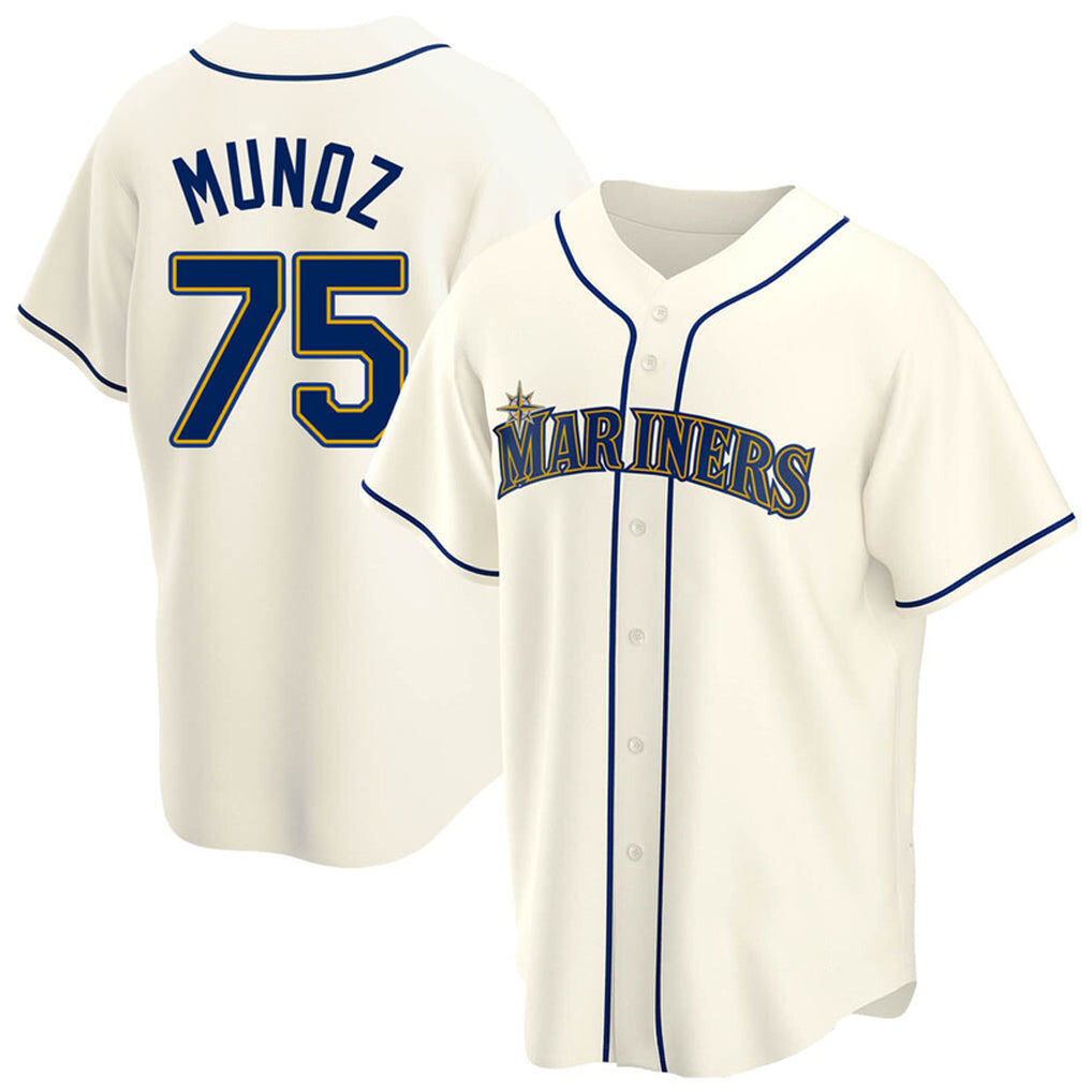 Fenge S.Mariners #75 Andres Munoz Player Cream Home Game Stitched Jerseys