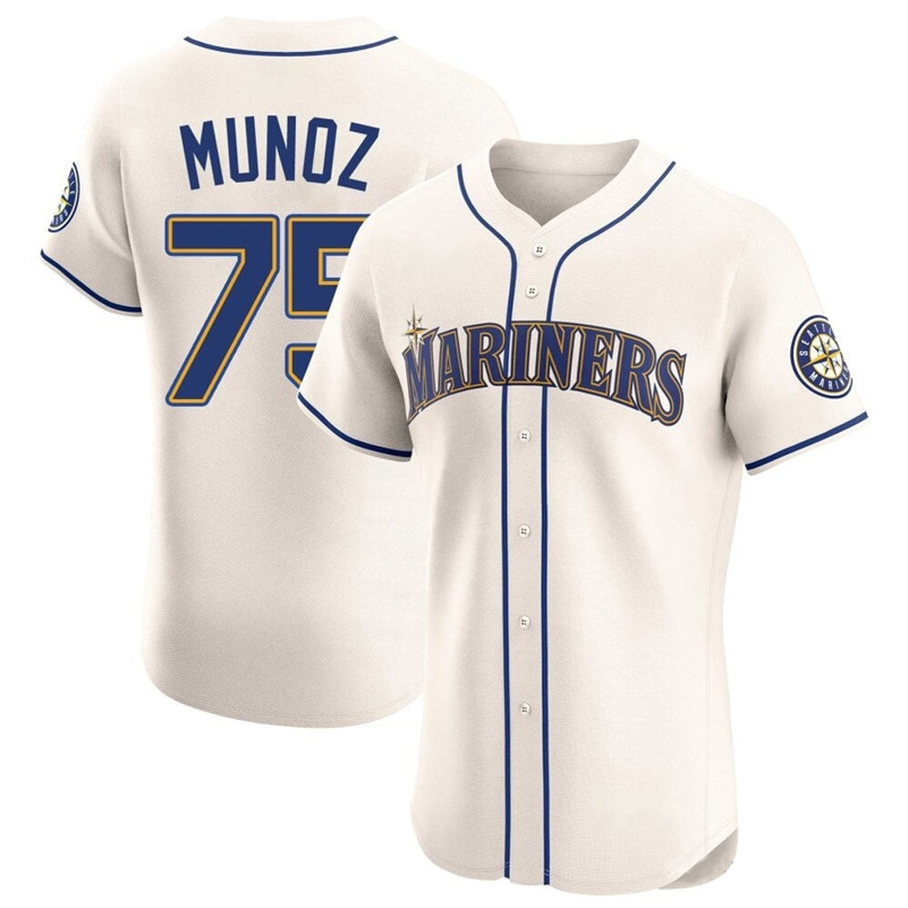 Fenge S.Mariners #75 Andres Munoz Player Cream Home Limited Elite Stitched Jerseys
