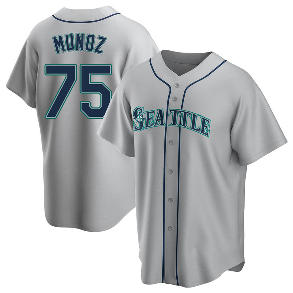 Fenge S.Mariners #75 Andres Munoz Player Gray Home Game Stitched Jerseys