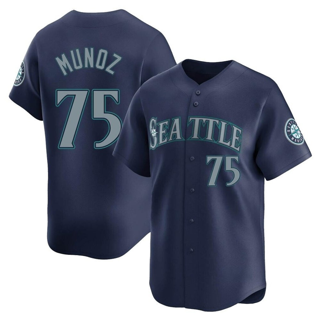 Fenge S.Mariners #75 Andres Munoz Player Navy Home Limited Stitched Jerseys