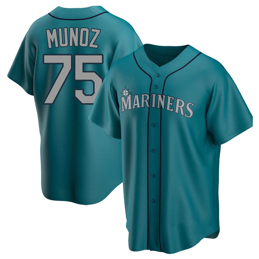Fenge S.Mariners #75 Andres Munoz Player Teal Home Game Stitched Jerseys