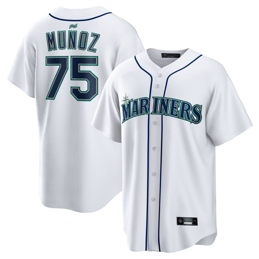 Fenge S.Mariners #75 Andres Munoz Player White Home Game Stitched Jerseys