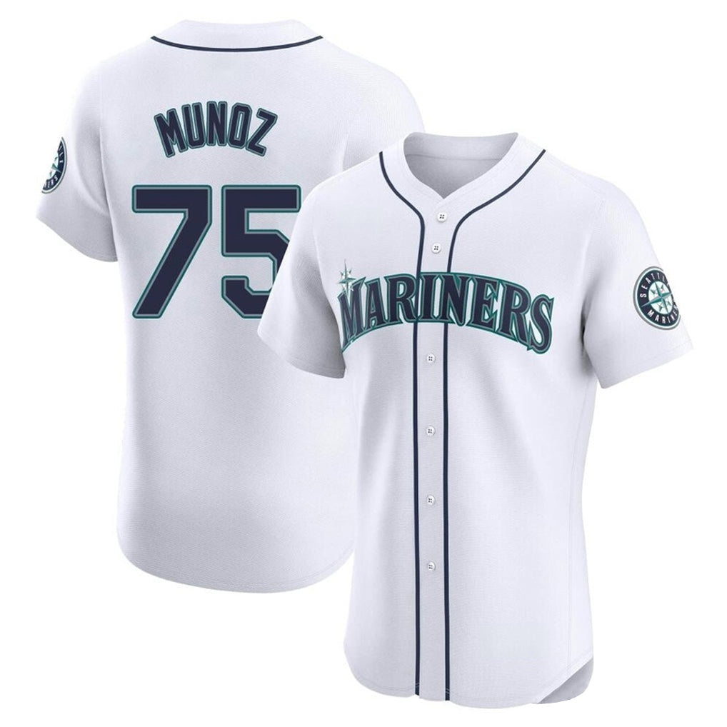 Fenge S.Mariners #75 Andres Munoz Player White Home Limited Elite Stitched Jerseys