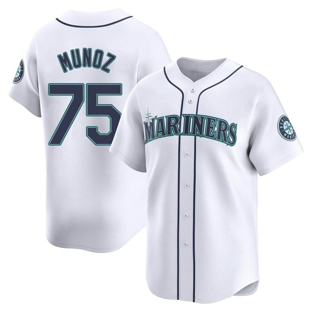 Fenge S.Mariners #75 Andres Munoz Player White Home Limited Stitched Jerseys