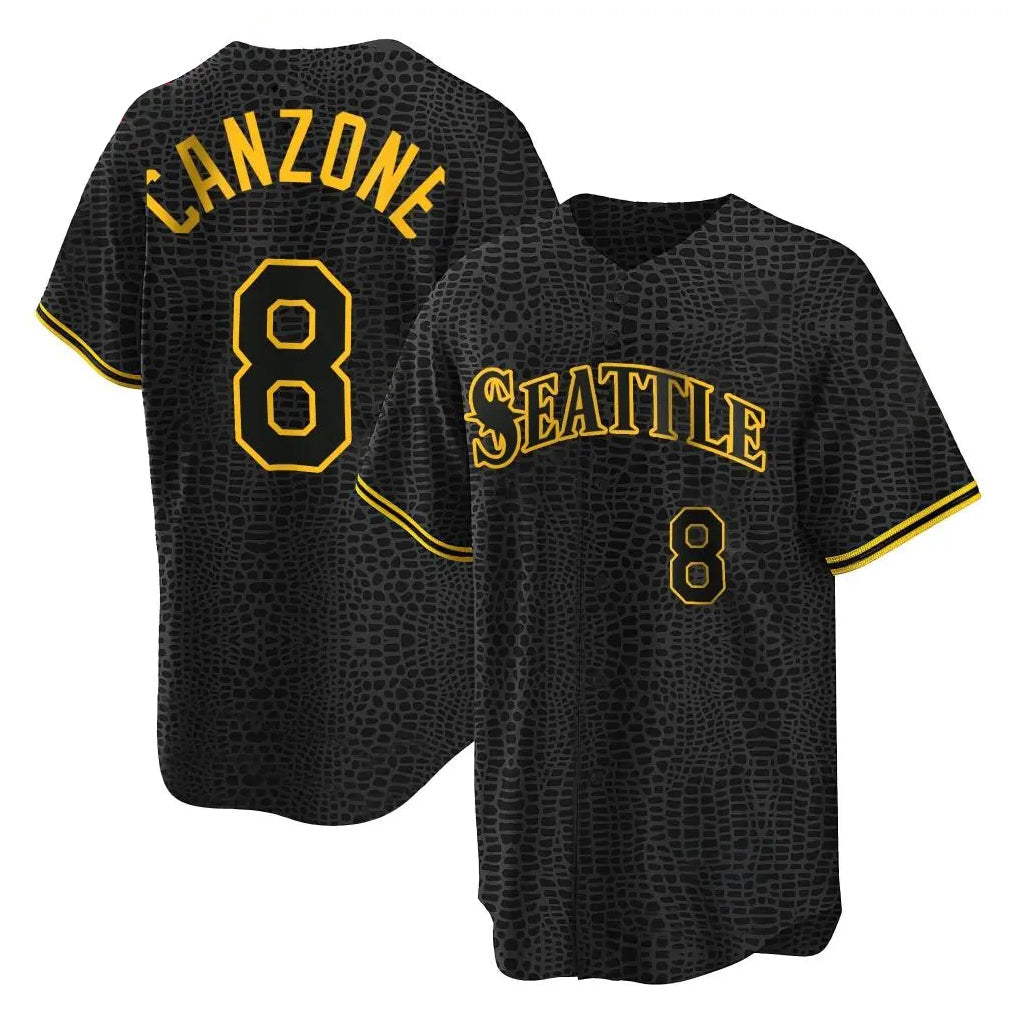 Fenge S.Mariners #8 Dominic Canzone Player Black Snake Skin City Home Limited Stitched Jerseys