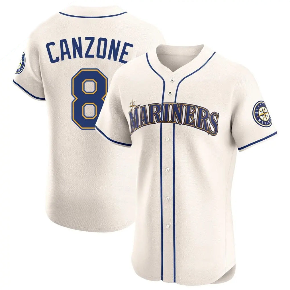 Fenge S.Mariners #8 Dominic Canzone Player Cream Home Limited Elite Stitched Jerseys