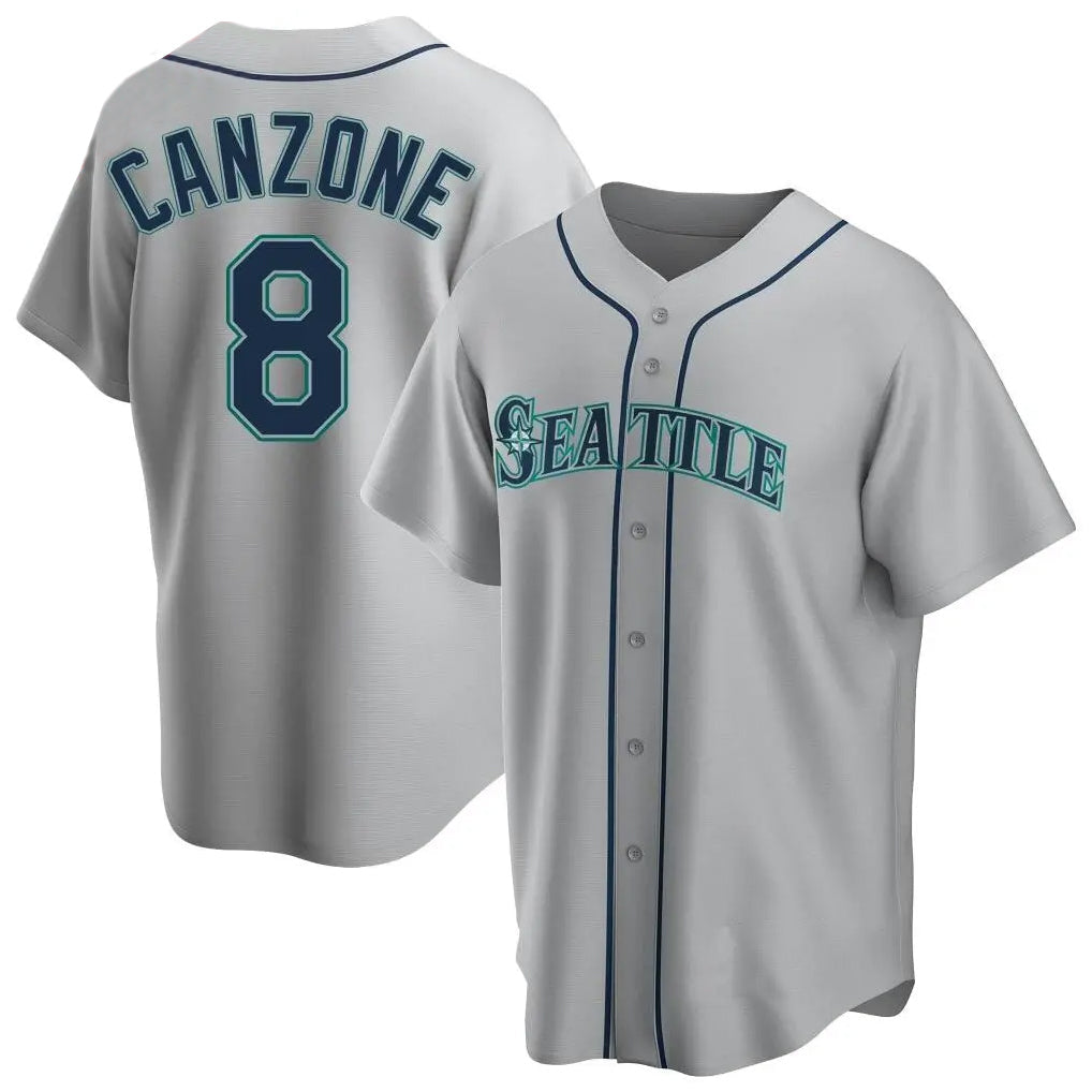 Fenge S.Mariners #8 Dominic Canzone Player Gray Home Game Stitched Jerseys