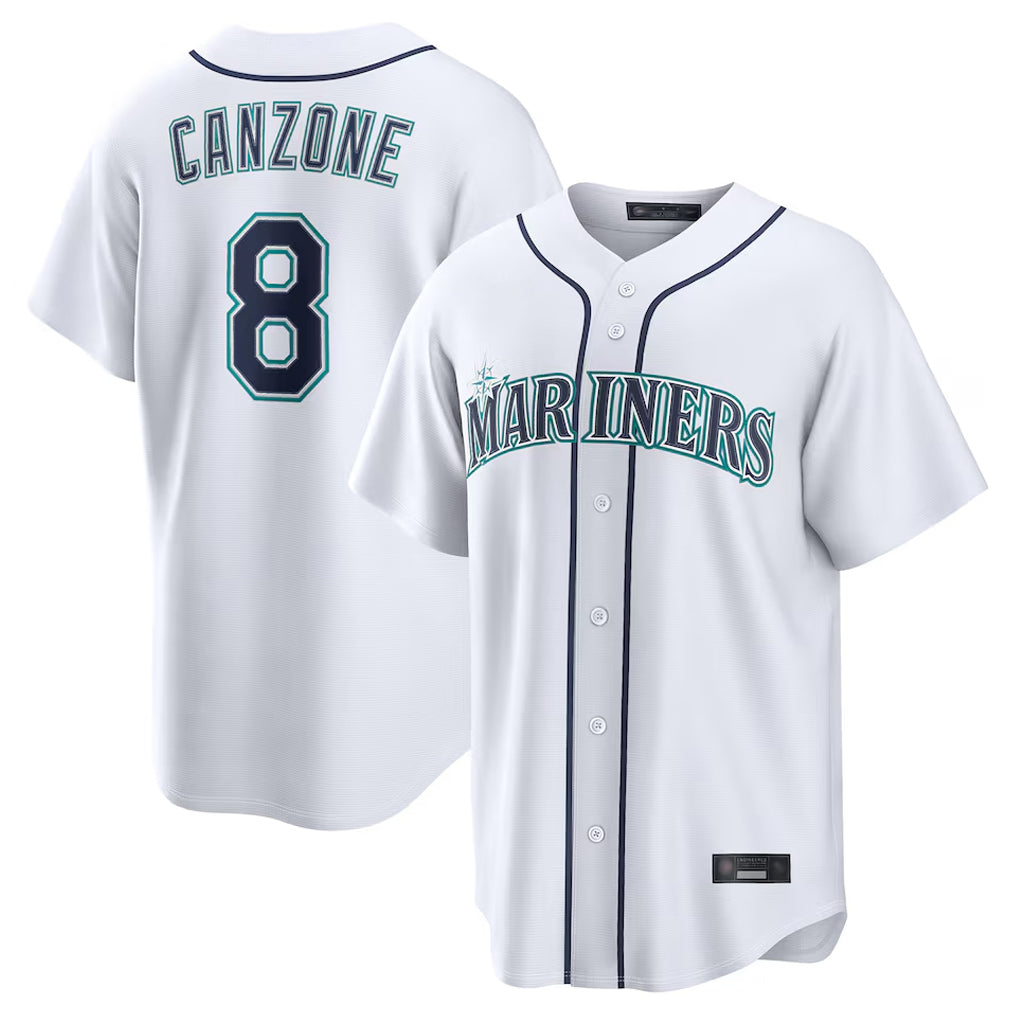 Fenge S.Mariners #8 Dominic Canzone Player White Home Game Stitched Jerseys