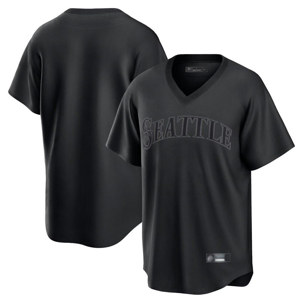 Fenge S.Mariners Blank Player Black Replica Fashion T-shirt Stitched Jerseys