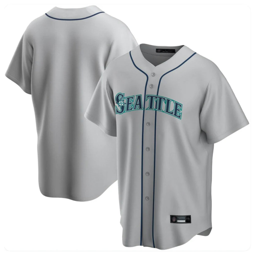 Fenge S.Mariners Blank Player Gray Home Game Stitched Jerseys