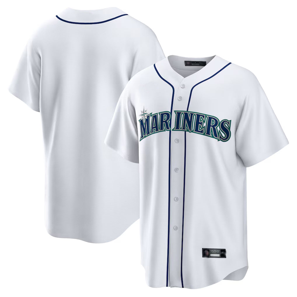 Fenge S.Mariners Blank Player White Home Game Stitched Jerseys