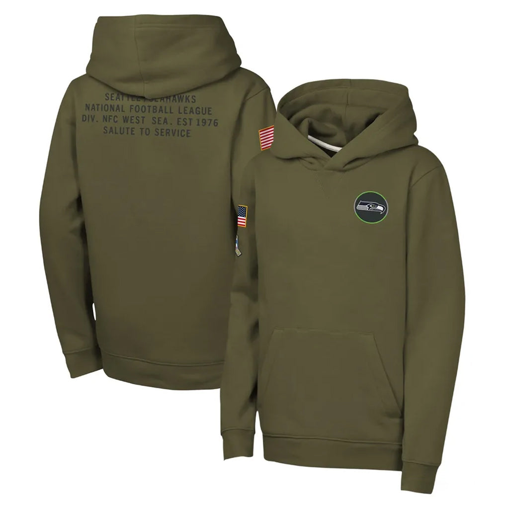 Fenge S.Seahawks Olive Salute to Service Pullover Hoodies Limited Blank Player Stitched Jerseys