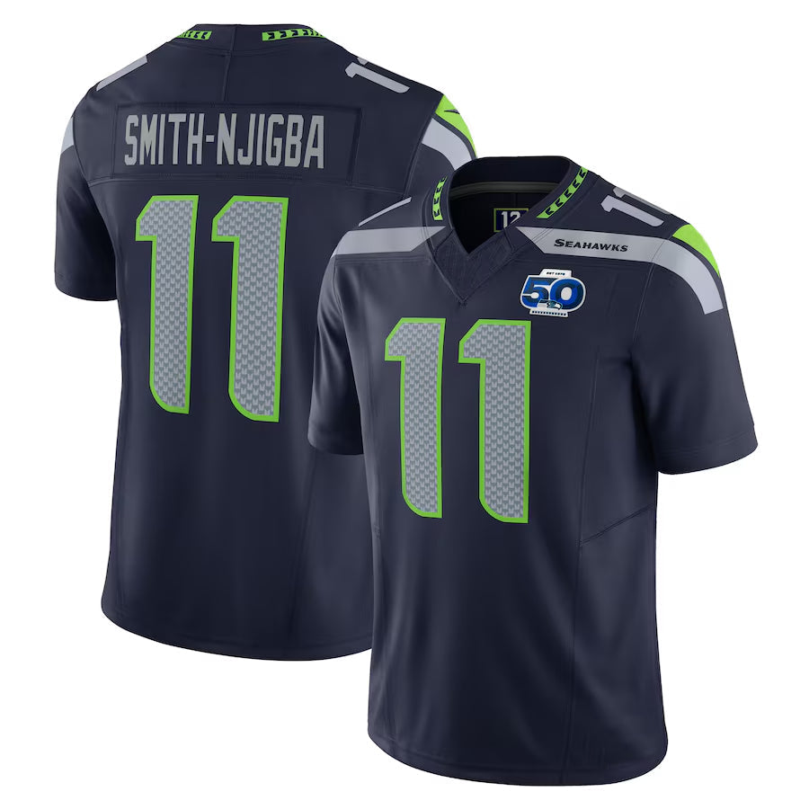 Fenge S.Seahawks #11 Jaxon Smith-Njigba Player Navy 50th Season Vapor F.U.S.E. Limited Stitched Jerseys