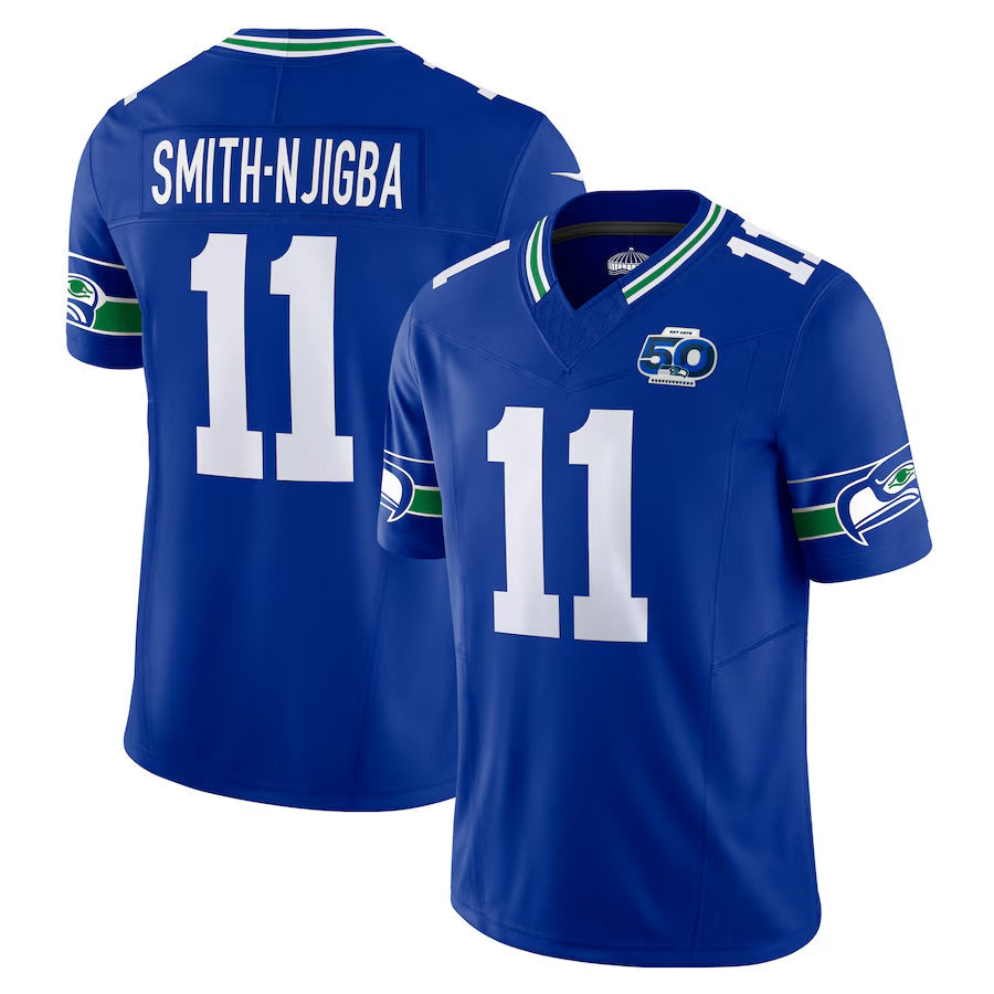 Fenge S.Seahawks #11 Jaxon Smith-Njigba Player Royal 50th Season Vapor F.U.S.E. Limited Stitched Jerseys
