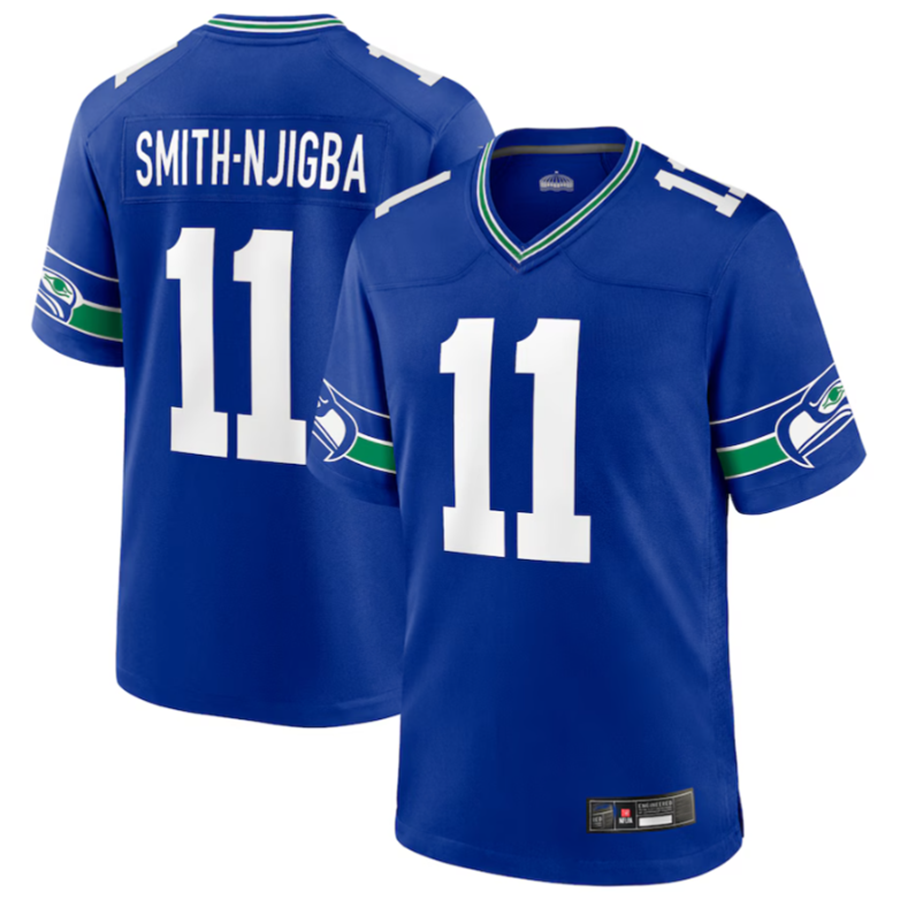 Fenge S.Seahawks #11 Jaxon Smith-Njigba Royal Throwback Player Game Stitched American Stitched Jerseys