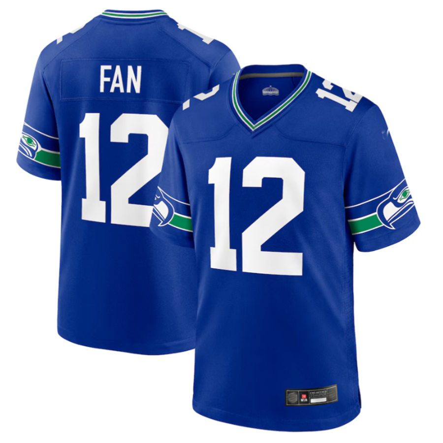 Fenge S.Seahawks #12 12s Royal Throwback Player Game Jersey Stitched American Stitched Jerseys