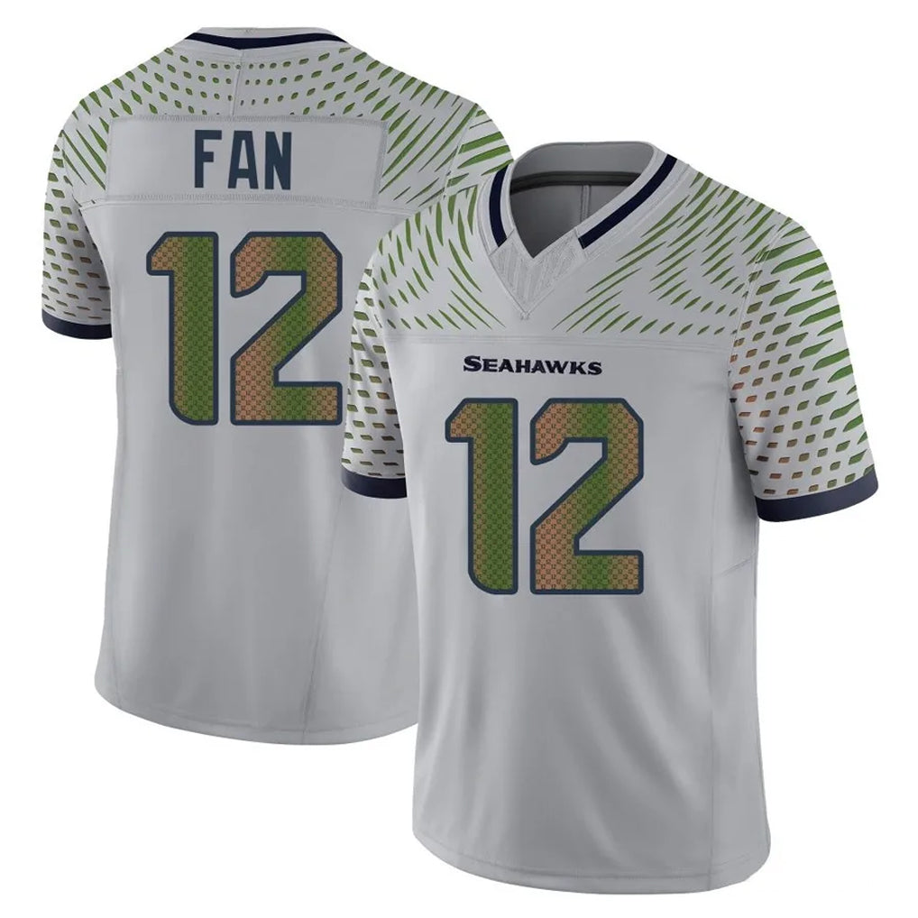 Fenge S.Seahawks #12 12th Fan Player Grey Limited 2025 Rivalries Collection Home Game Stitched Jerseys