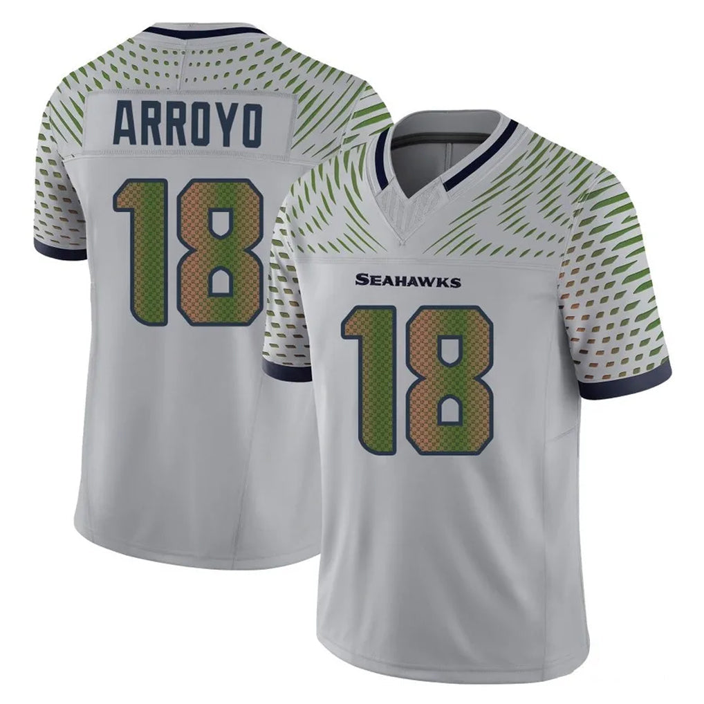 Fenge S.Seahawks #18 Elijah Arroyo Player Grey Limited 2025 Rivalries Collection Home Game Stitched Jerseys