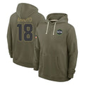 Fenge S.Seahawks #18 Elijah Arroyo Player Olive Salute to Service Pullover Hoodies Limited Stitched Jerseys
