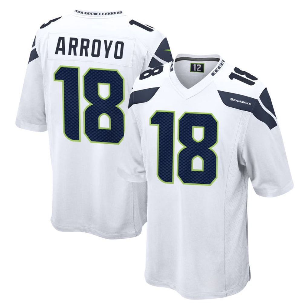 Fenge S.Seahawks #18 Elijah Arroyo Player White Home Game Stitched Jerseys