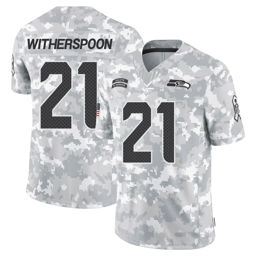 Fenge S.Seahawks #21 Devon Witherspoon Player Arctic Camo Salute to Service Limited Stitched Jerseys