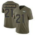 Fenge S.Seahawks #21 Devon Witherspoon Player Olive 2025 Salute To Service Limited Home Game Stitched Jerseys