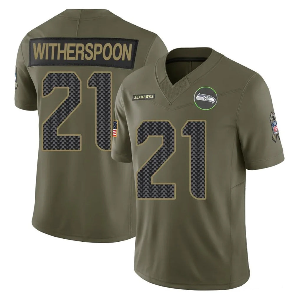 Fenge S.Seahawks #21 Devon Witherspoon Player Olive 2025 Salute To Service Limited Home Game Stitched Jerseys
