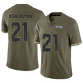 Fenge S.Seahawks #21 Devon Witherspoon Player Salute to Service Olive Stitched Jerseys