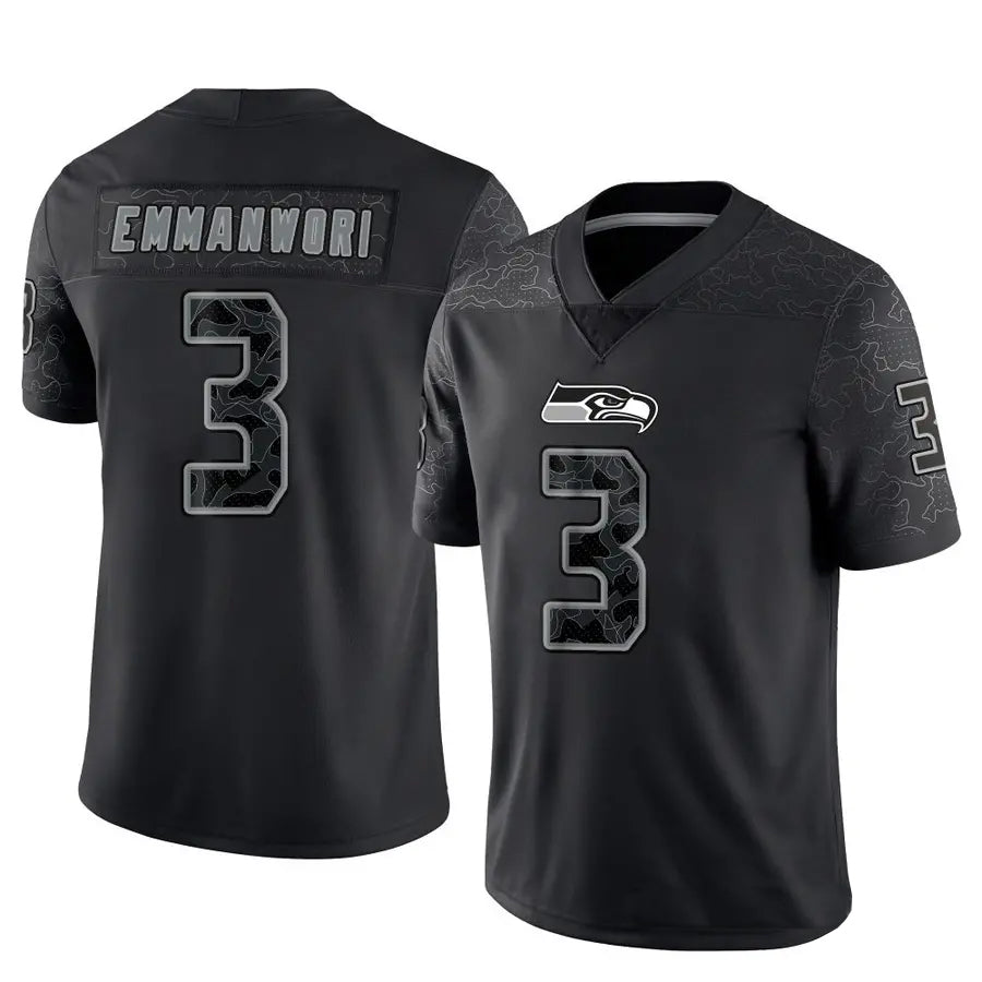 Fenge S.Seahawks #3 Nick Emmanwori Player Black RFLCTV Limited Football Jerseys