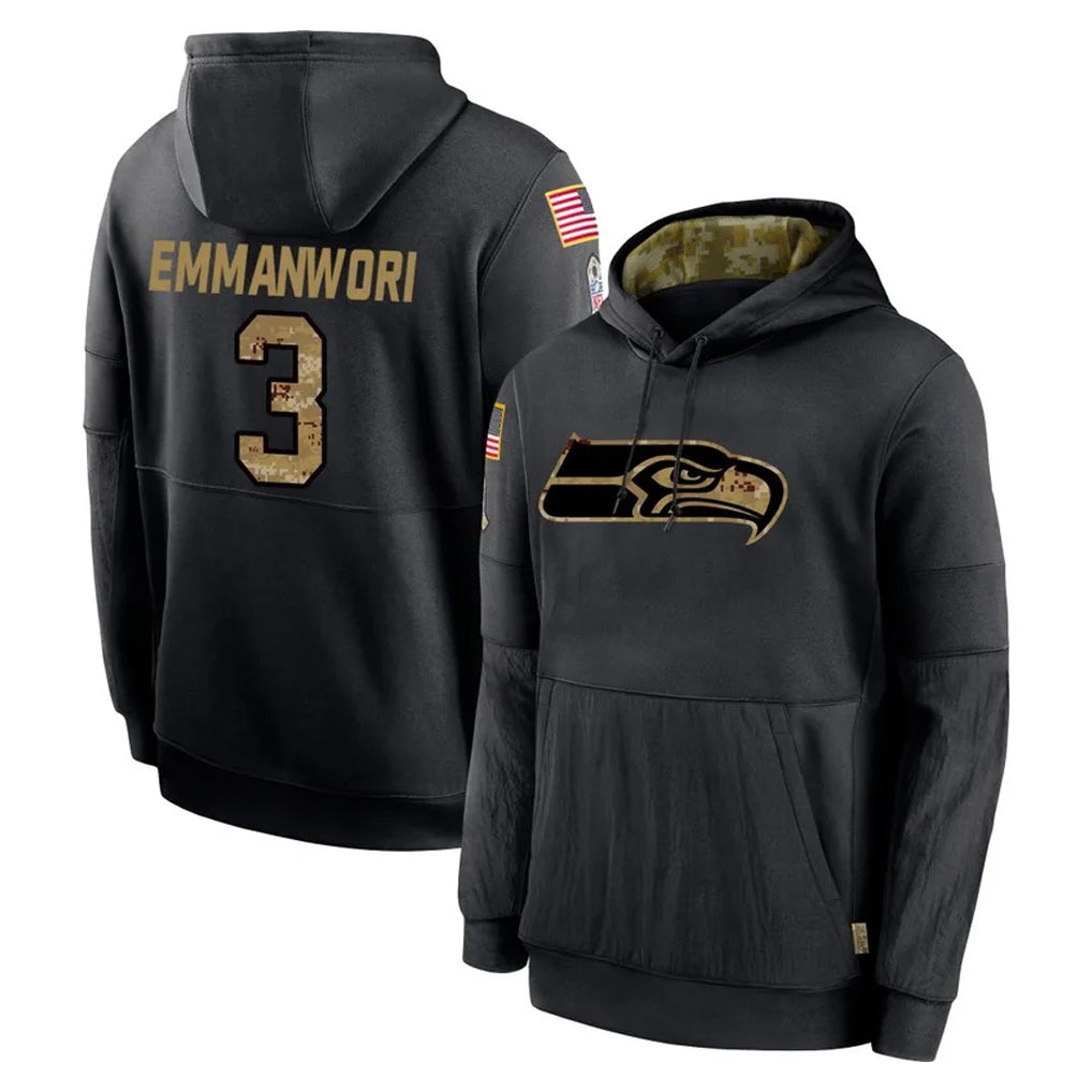 Fenge S.Seahawks #3 Nick Emmanwori Player Black Salute to Service Hoodies Limited Game Stitched Jerseys