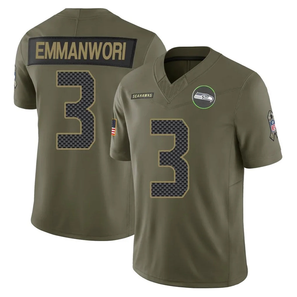 Fenge S.Seahawks #3 Nick Emmanwori Player Olive 2025 Salute To Service Limited Home Game Stitched Jerseys