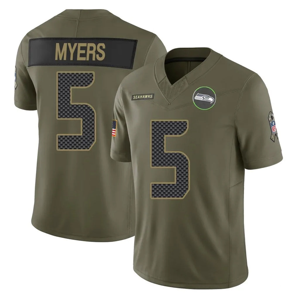 Fenge S.Seahawks #5 Jason Myers Player Olive 2025 Salute To Service Limited Home Game Stitched Jerseys