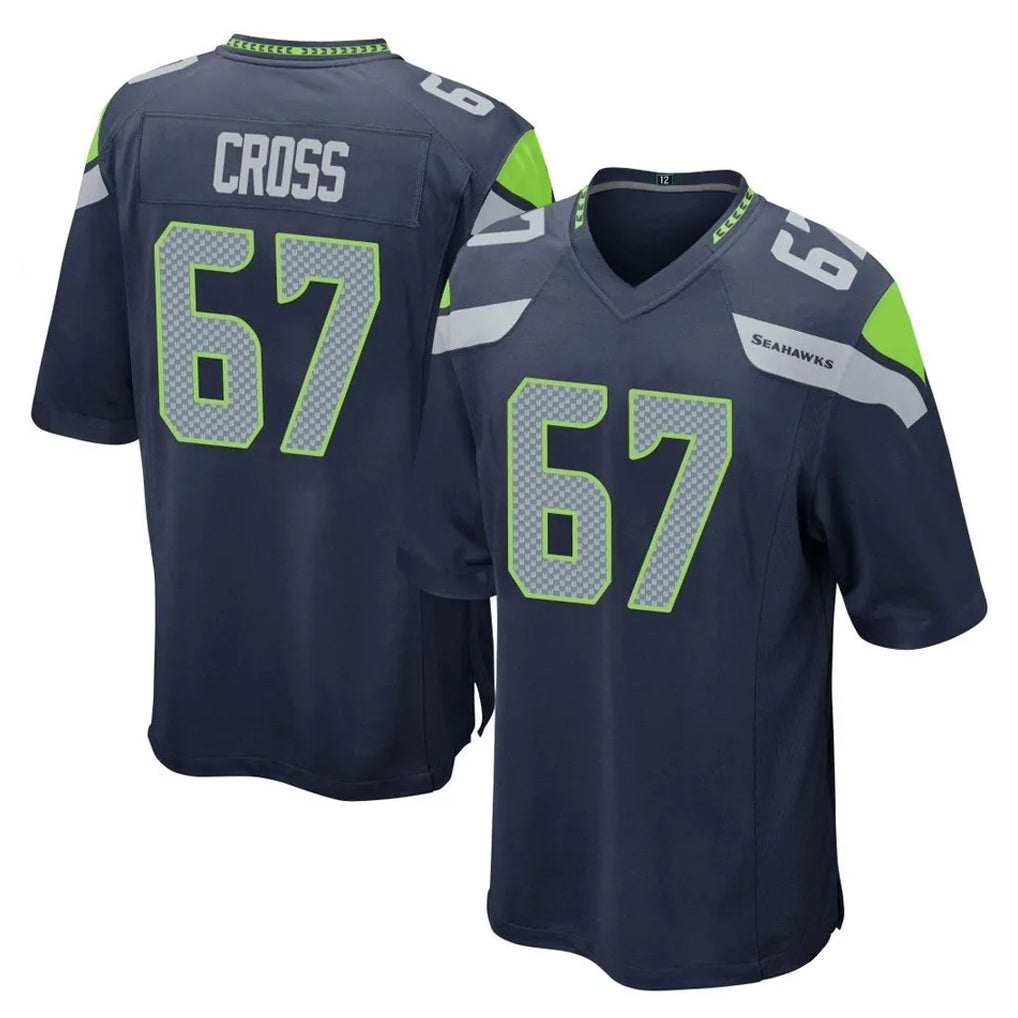 Fenge S.Seahawks #67 Charles Cross Player Navy Home Game Stitched Jerseys